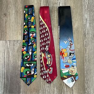 Looney Tunes Mickey Mouse Neck Ties Vintage Marvin the Martian Bugs Bunny Goofy